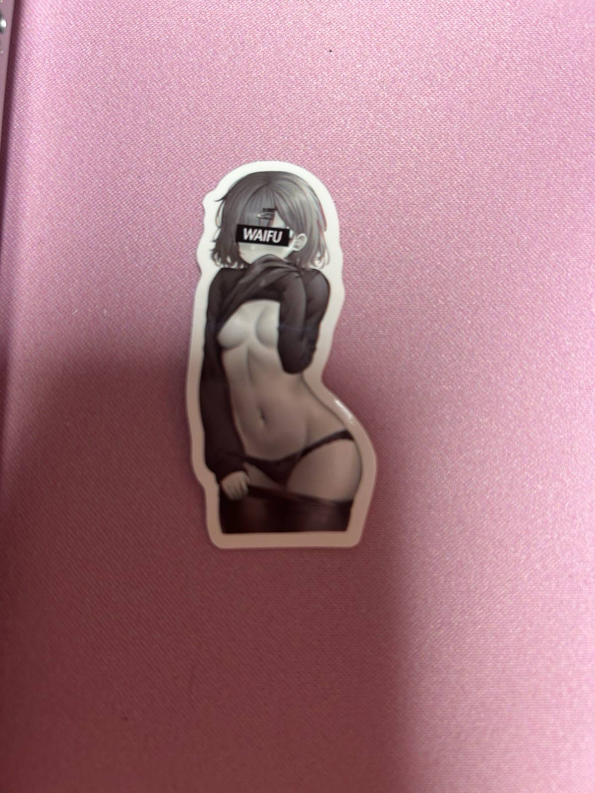 black and white waifu lewd sexy sticker #17