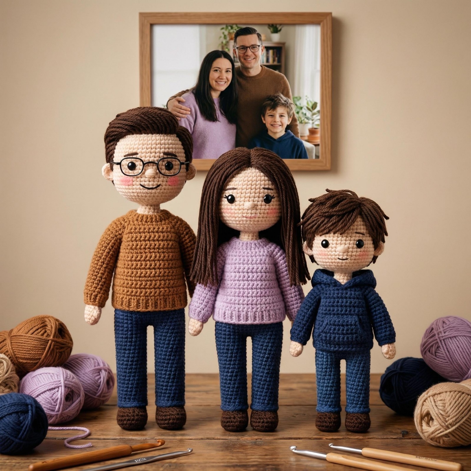 Custom Family Portrait Crochet Doll Personalized Amigurumi Gift