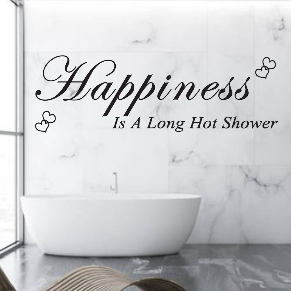 Brand New Wall Sticker 25*75cm Bathroom Happiness Is A Long Hot Shower