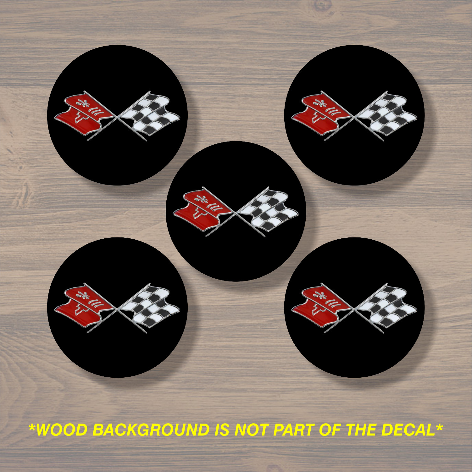 Chevrolet Cross Flags Wheel Center Cap Overlay x5, Vinyl Decal Sticker
