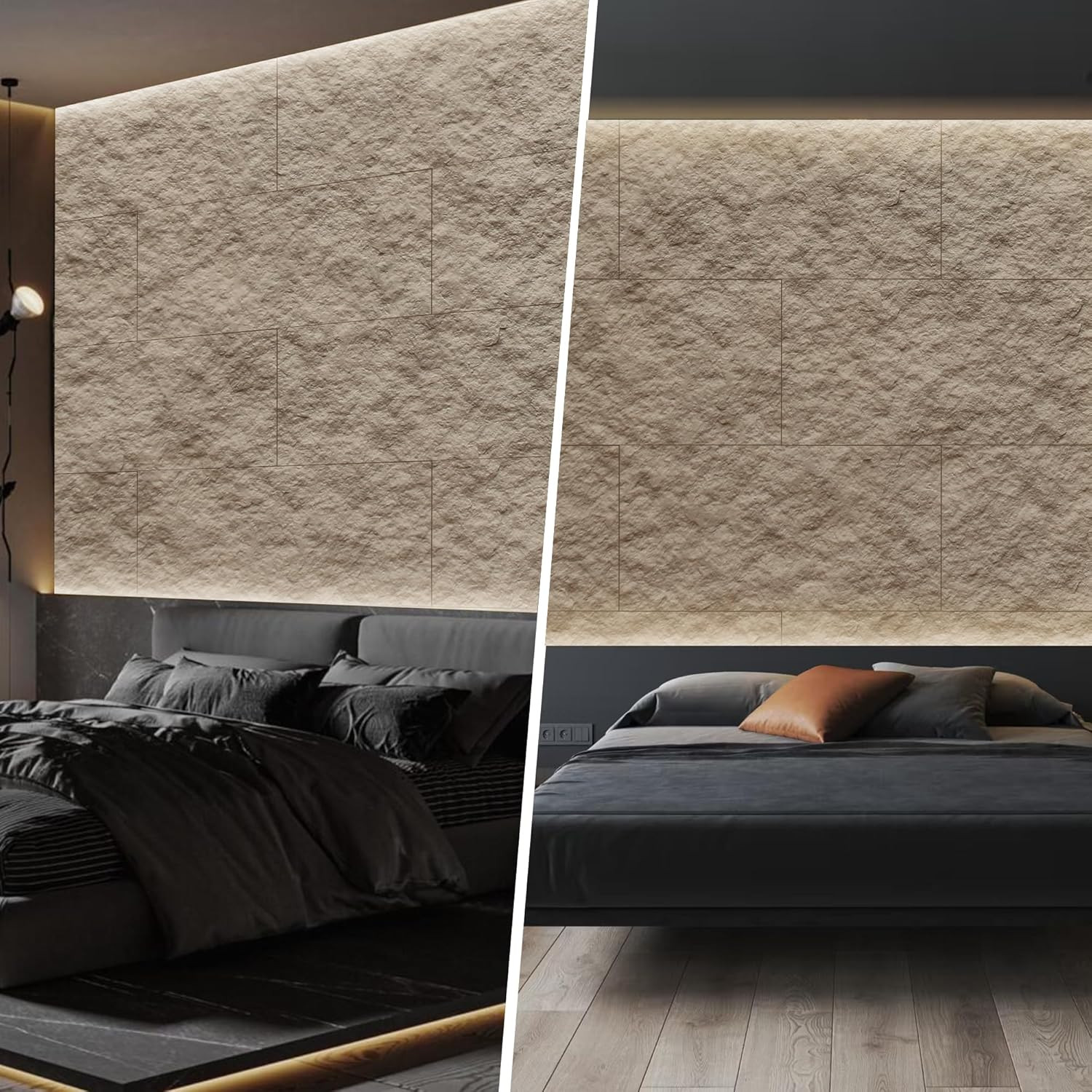 3D Faux Stone Wall Panels – 4 PCS Cement Texture Wainscoting for Home Decor
