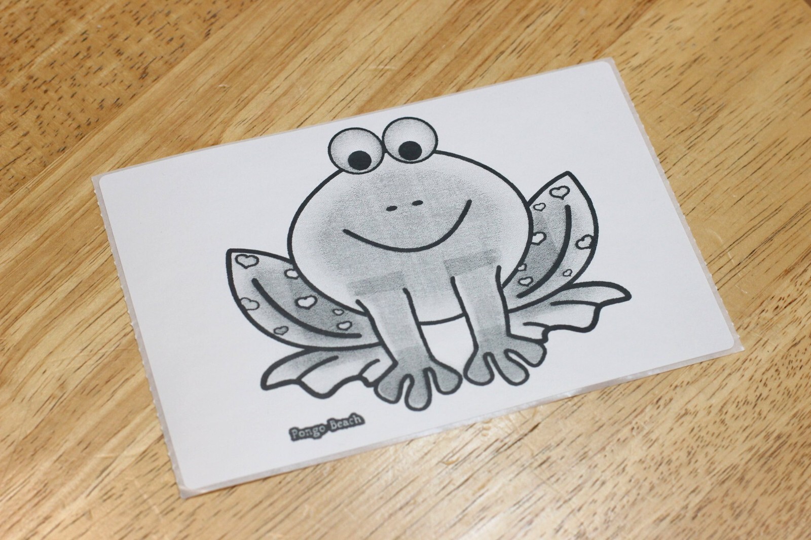 Valentine Frog B/W 4"x6" Thermal Sticker – Cute Smiling Toad – Pongo Beach