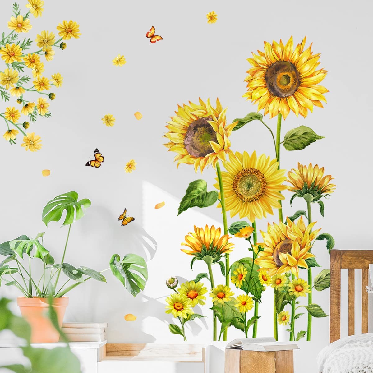 Runtoo Sunflower Wall Stickers Garden Floral Decals Daisy