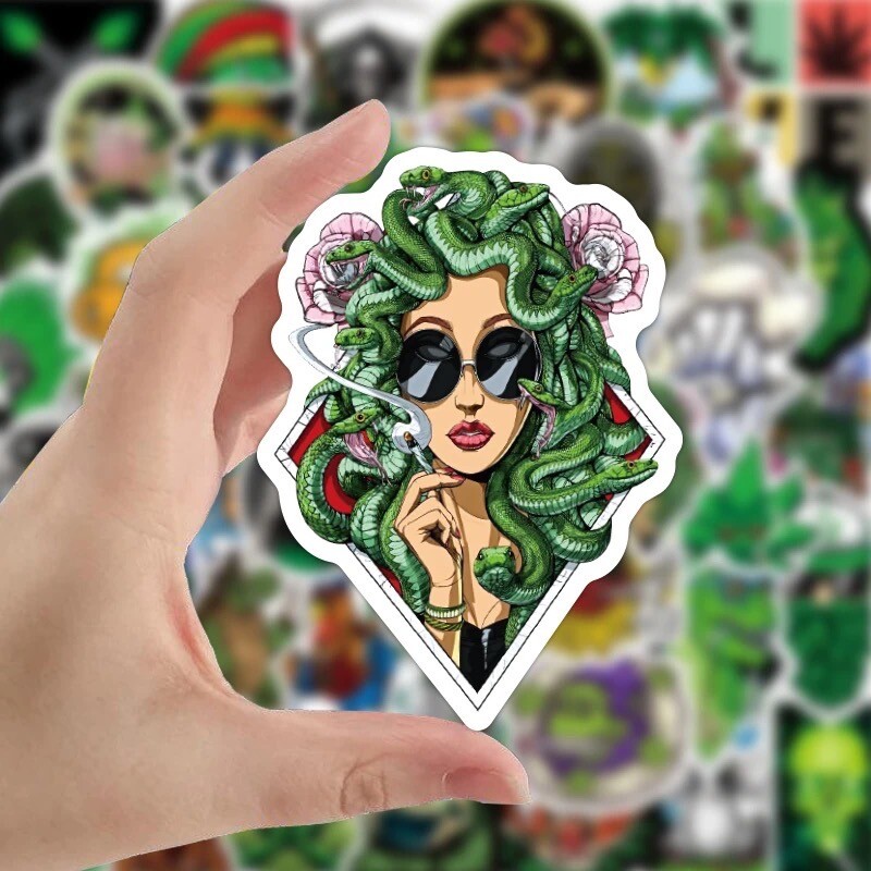 50 PCS 420 Weed Sticker Set [C] Marijuana Yeti Laptop Decals Car Free Shipping
