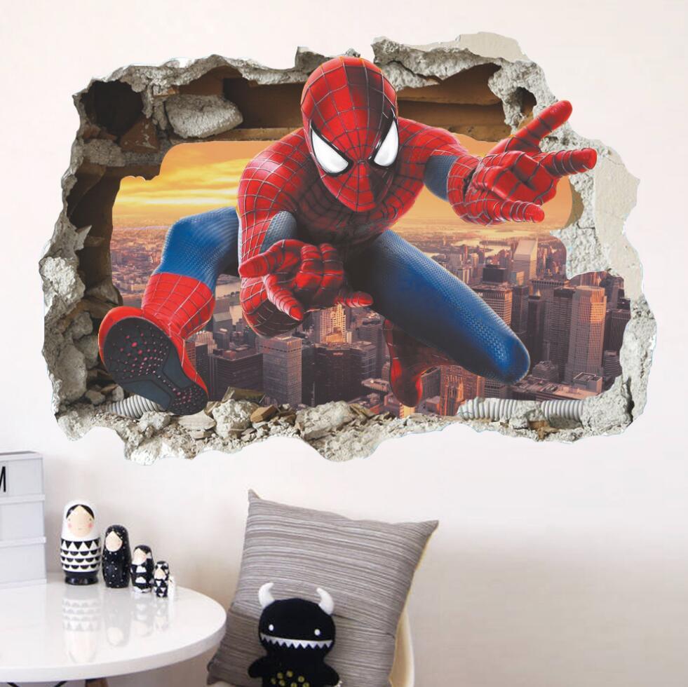 NEW 3D Spiderman Removable Wall Stickers Kids Home Decal room Decor USA