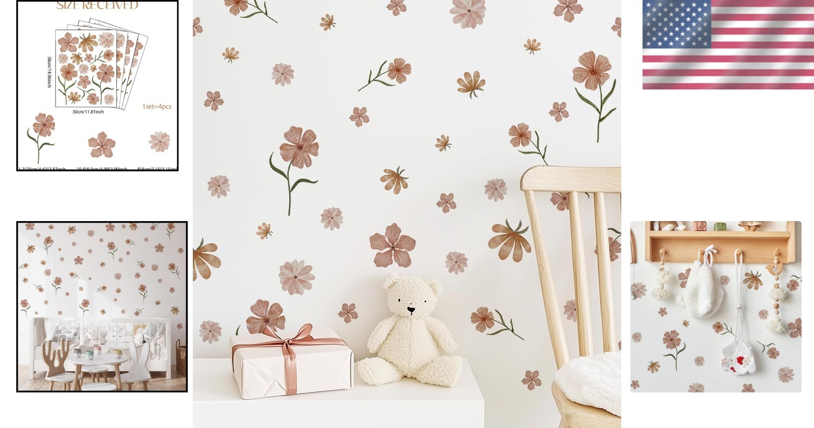 Flower Wall Decals Watercolor Wildflower Wall Art Removable Girl Room Decor