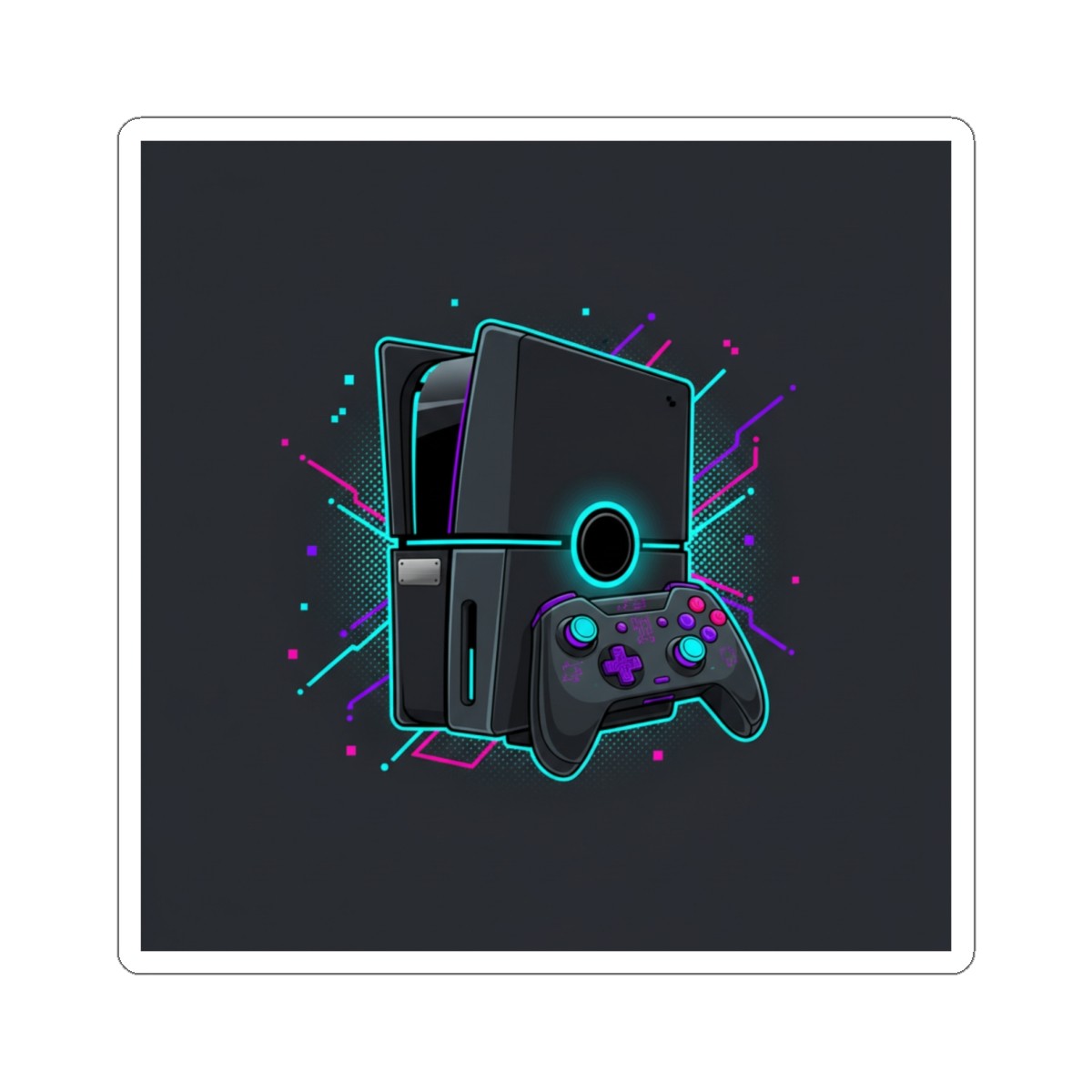 Neon Retro Game Console Sticker | Gamer Controller Decal