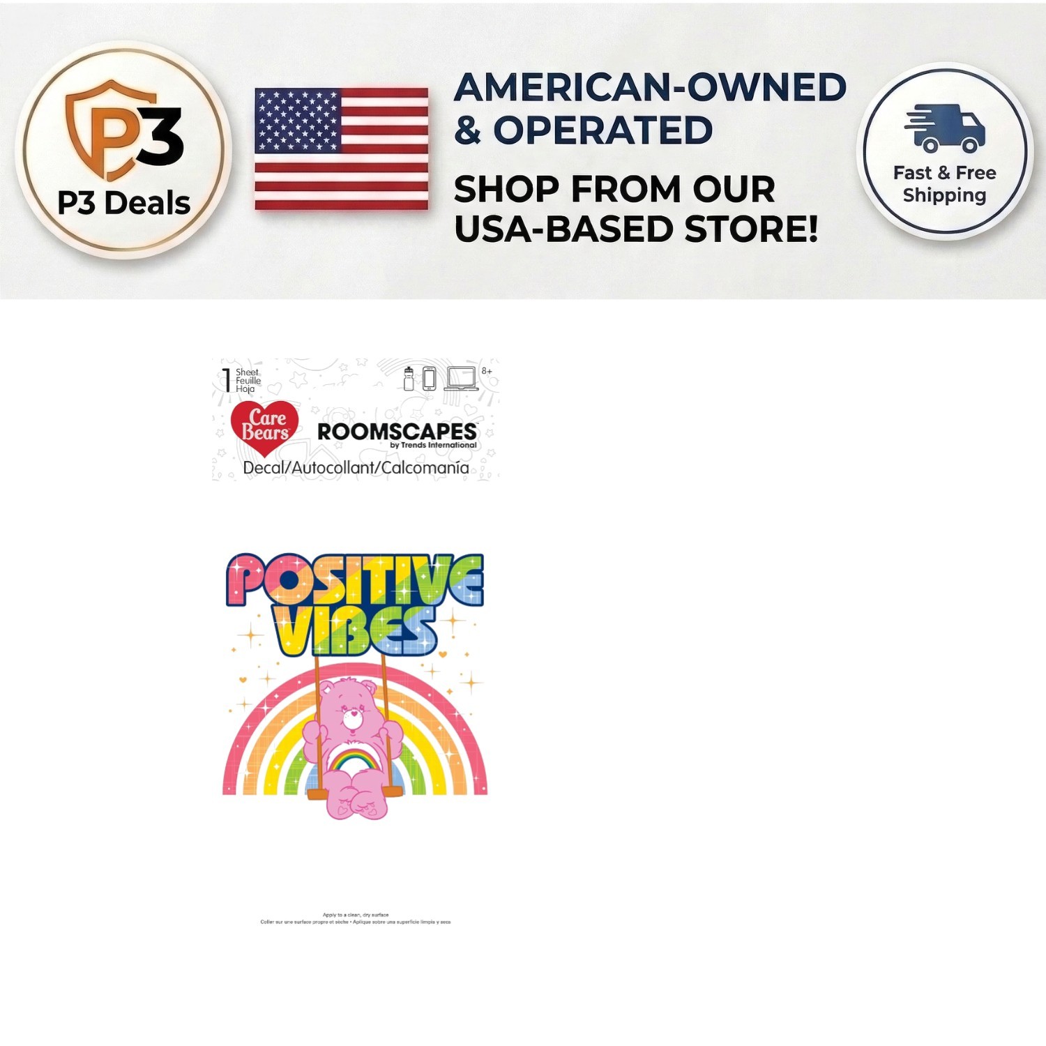 Officially Licensed Care Bears 4×8 Indoor Decal for Fun Personalization
