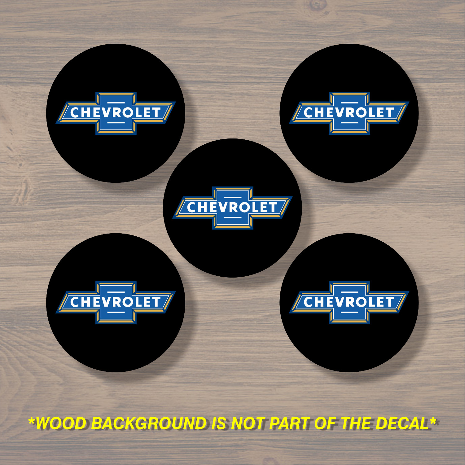 Chevrolet Chevy Bowtie Retro Wheel Center Cap Overlay x5, Vinyl Decal Sticker