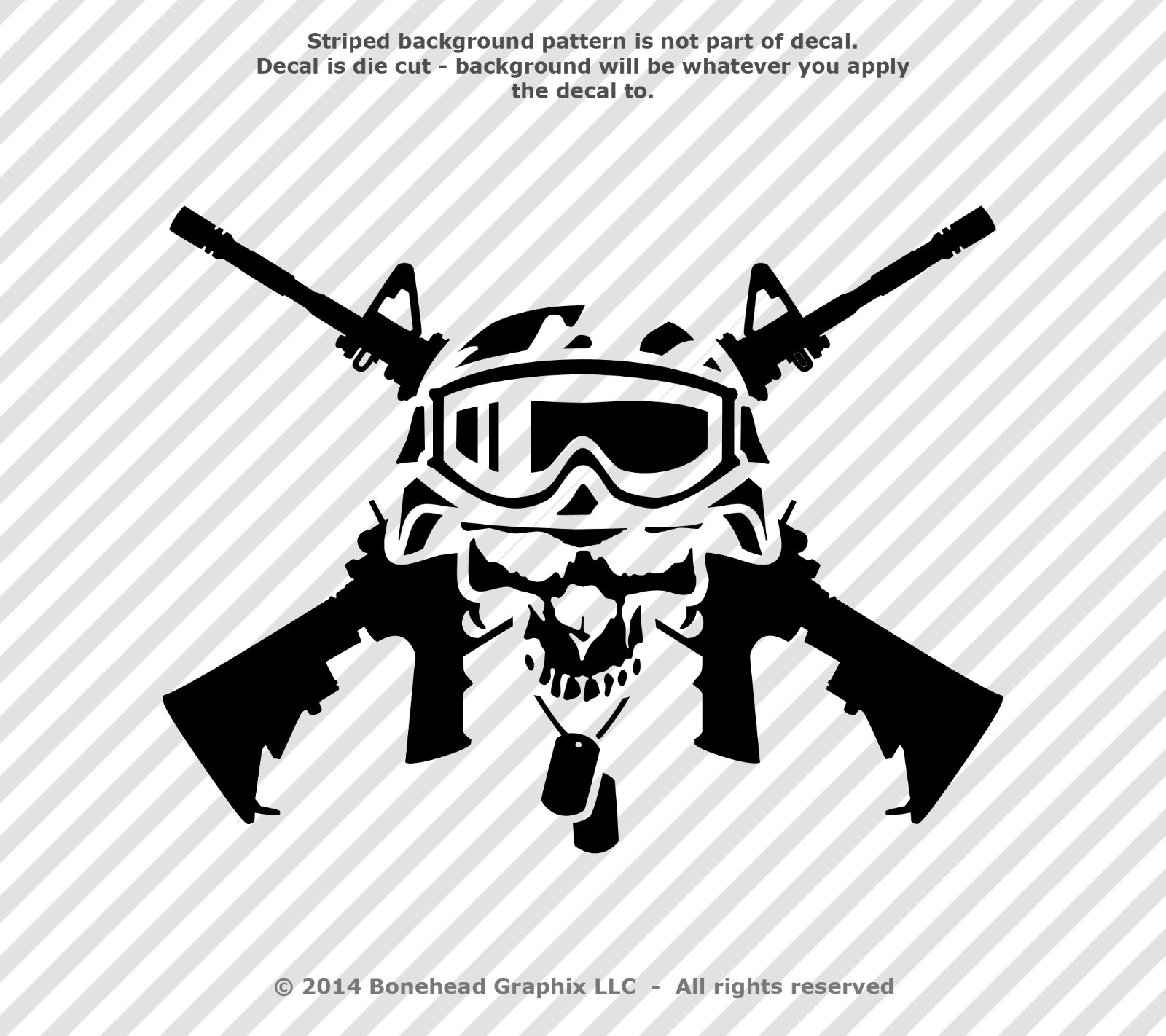 Military Soldier Skull Special Forces Combat Vet Sniper 7.25 in Vinyl Decal