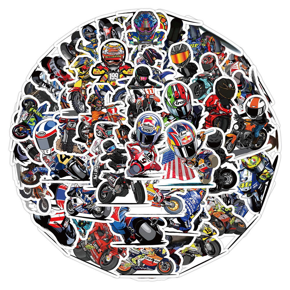 100Pcs Motorcycle Championship Cartoon Sticker for Teens Girls Water Bottles