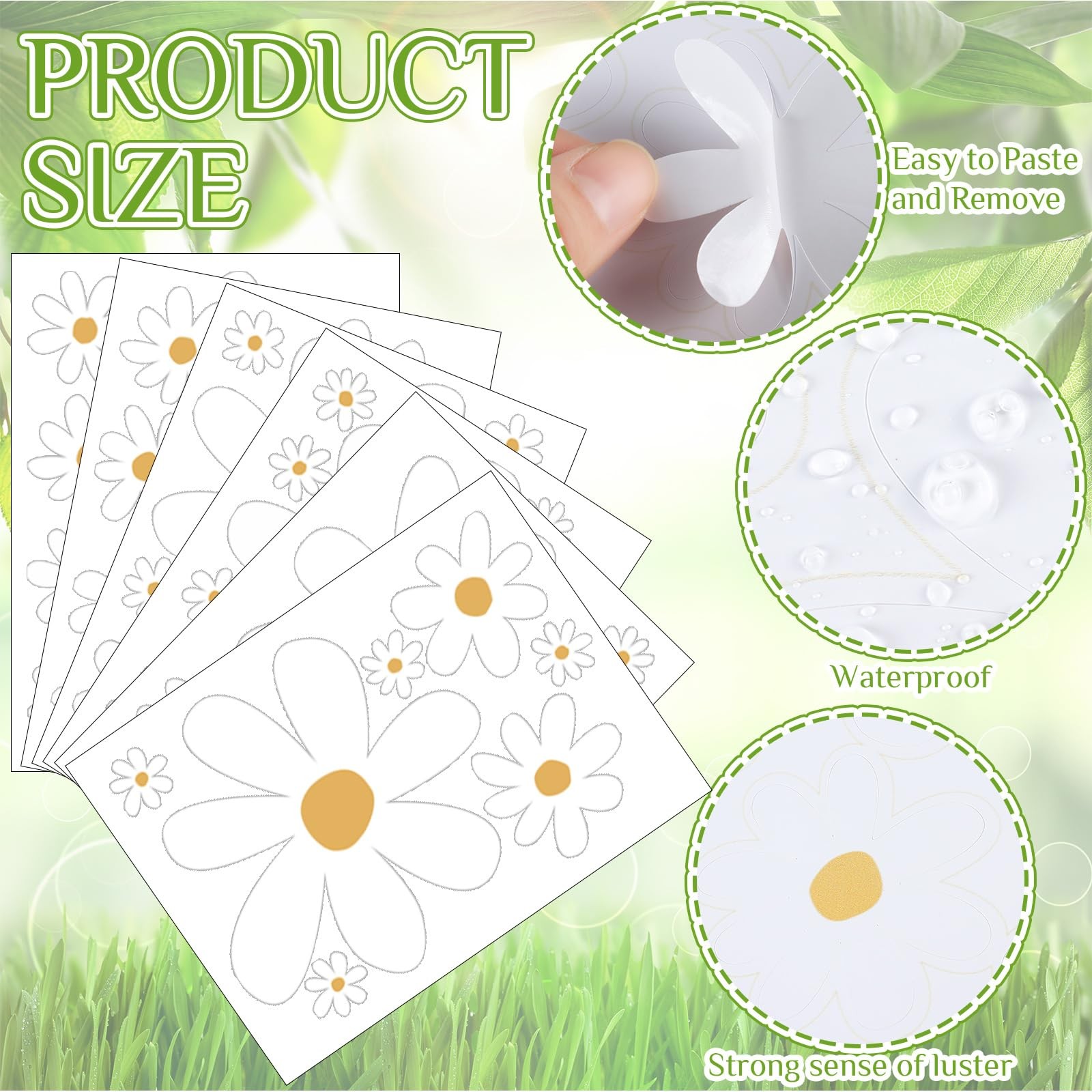 12 Sheets Daisy Stickers 147 Pcs Daisy Flower Car Decals Vinyl Self Adhesive Re