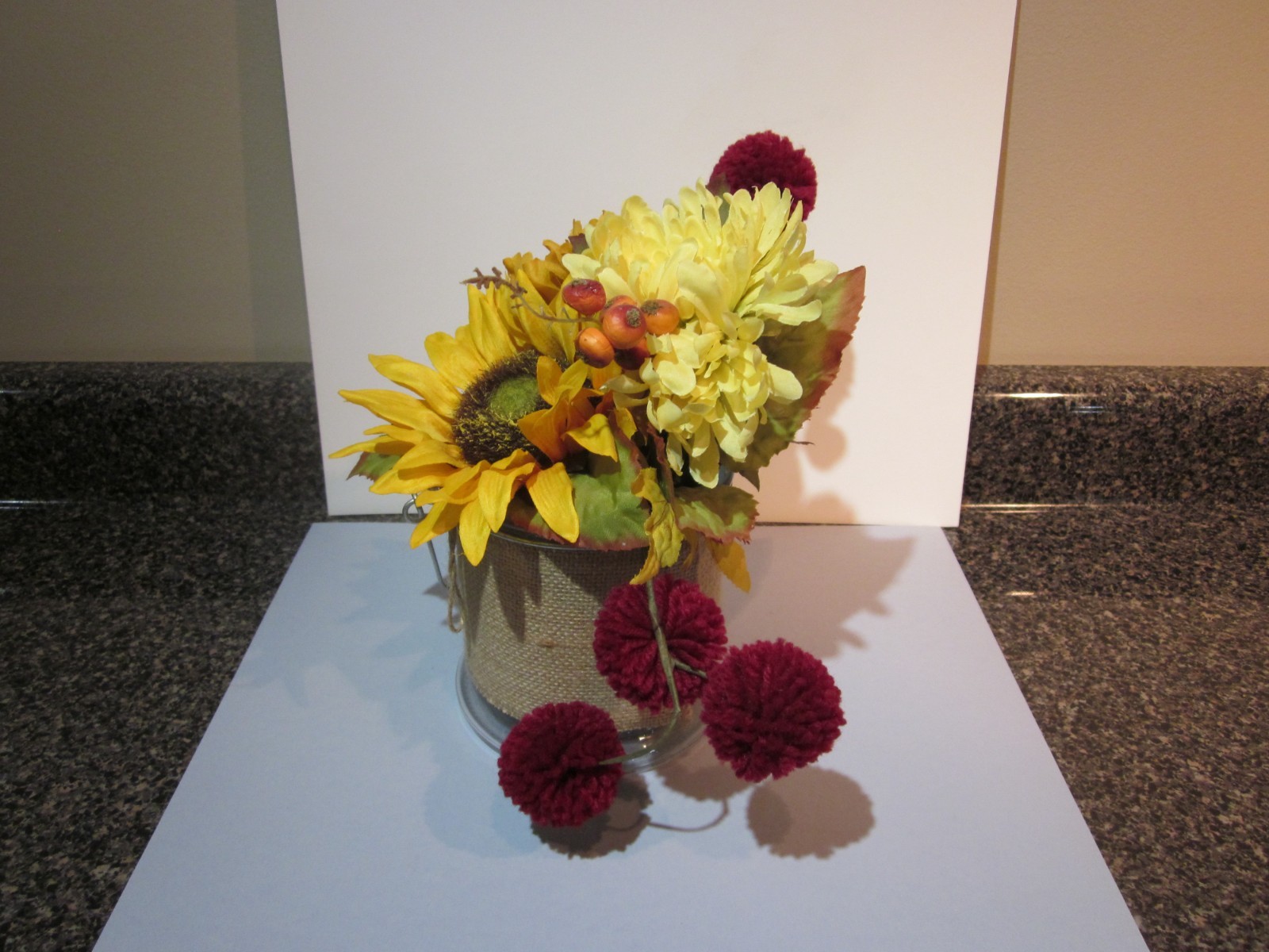 Home Decor Live Laugh Love Flowers in Glass Jar Pail Home Decor Free Ship