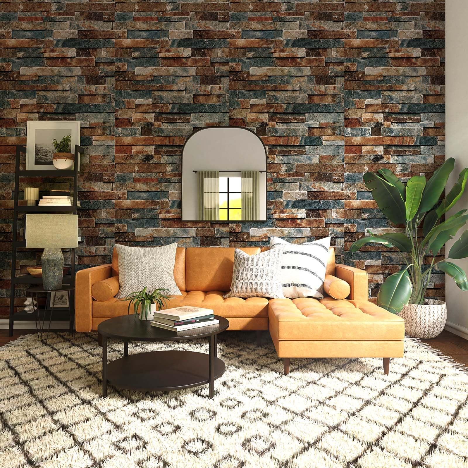CAX Stone Peel and Stick Wallpaper Faux Stone Wallpaper 17.5" X 480" Brick Co…