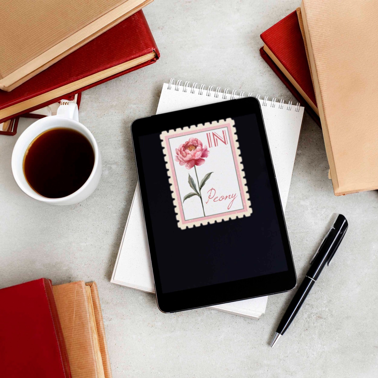 Indiana State Flower Peony Sticker – IN Vintage Stamp Decal for Laptop