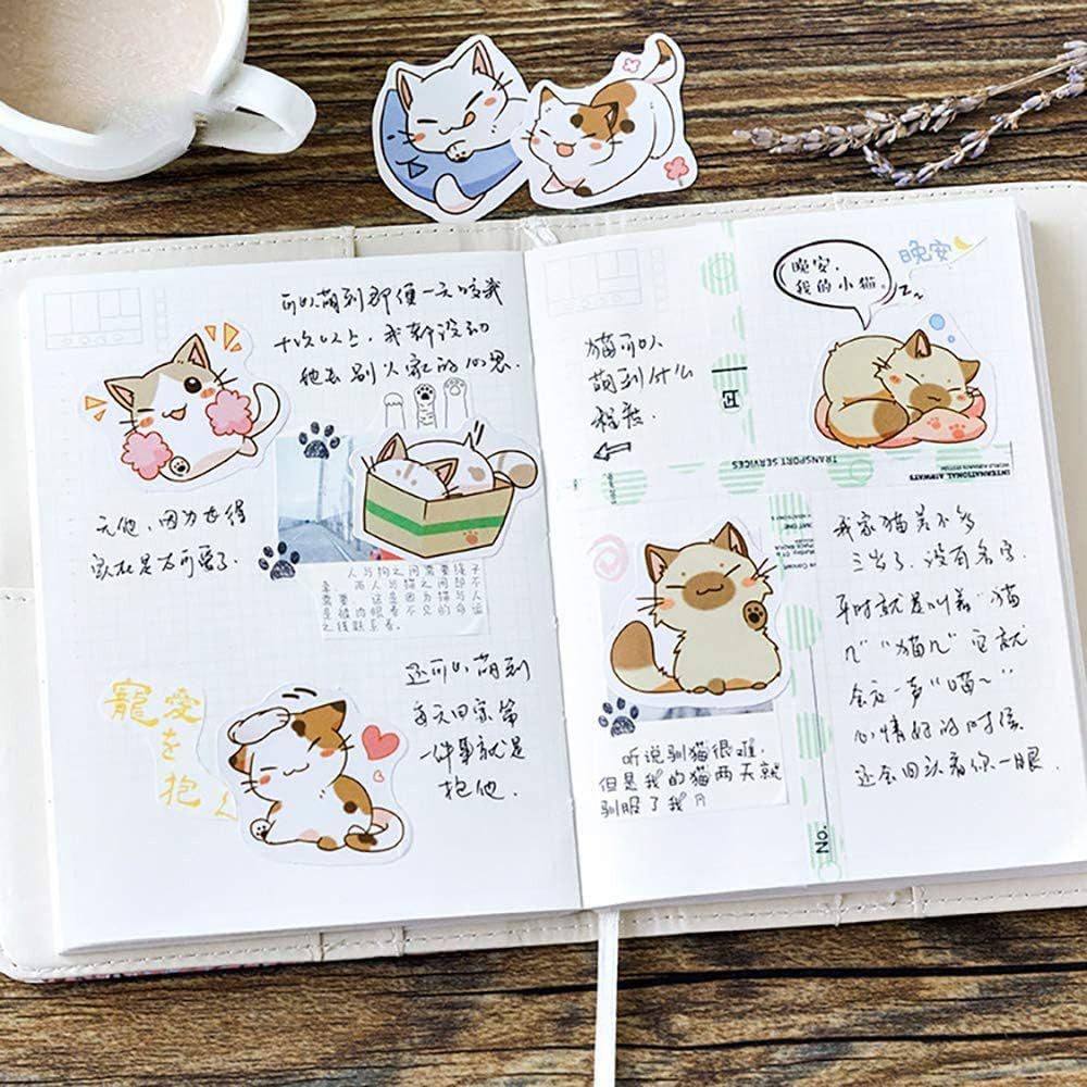 Small Size Scrapbook Stickers, 45Pcs Boxed DIY Decoration Super Cute Cats Stick