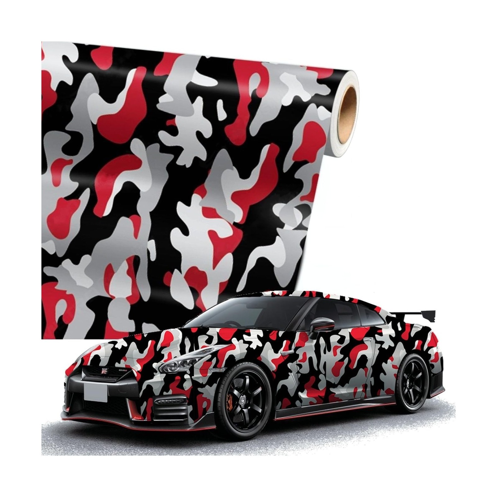 RED Black White Gray Camouflage Matte Premium Vinyl Car Wrap Decal Film Sheet…