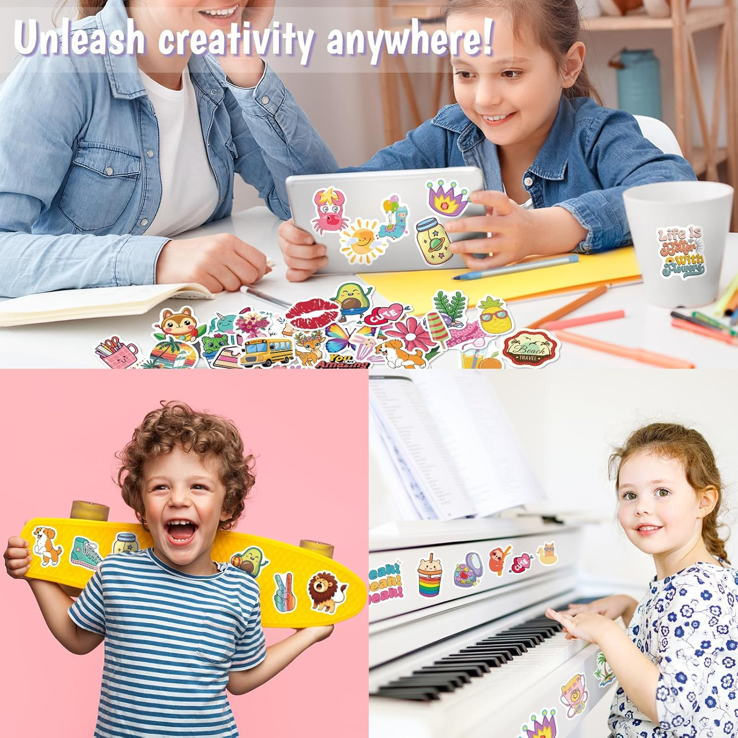 600 PCS Cute Stickers for Kids,Kawaii Water Bottle Sticker Bulk for Teens,Waterp