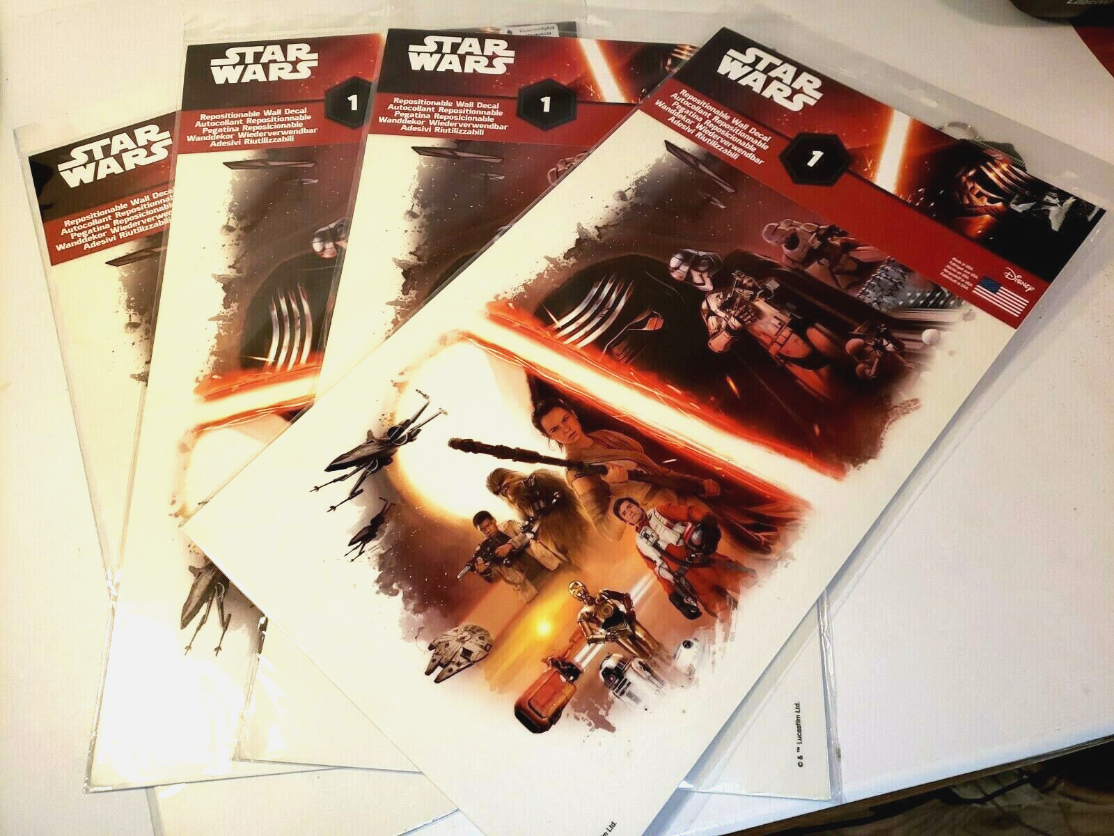 Lot of 4 pks Star Wars Wall Decal border remove Disney movie room home theater