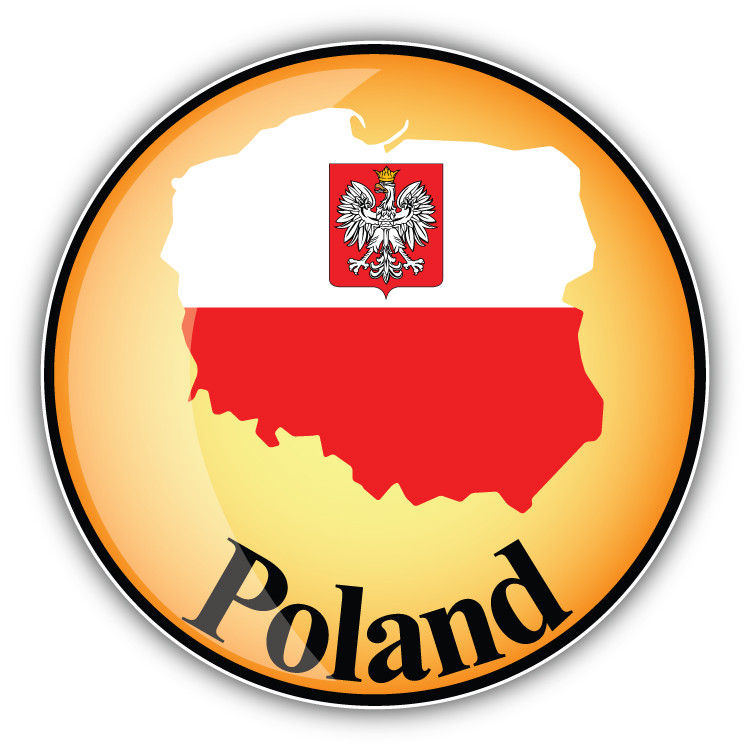 Poland Map Flag Glossy Label Car Bumper Sticker Decal