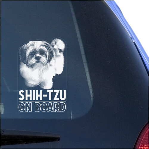 SHIH TZU CLEAR VINYL DECAL STICKER FOR CAR OR TRUCK WINDOW, DOG ART PRINT