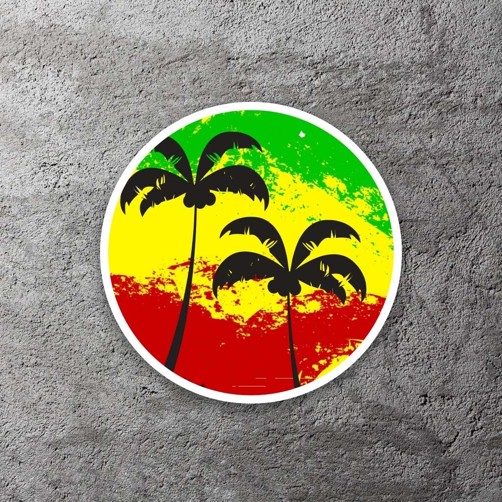 Reggae Palm Trees Vinyl Sticker 3.5" Wide – Includes Two Stickers
