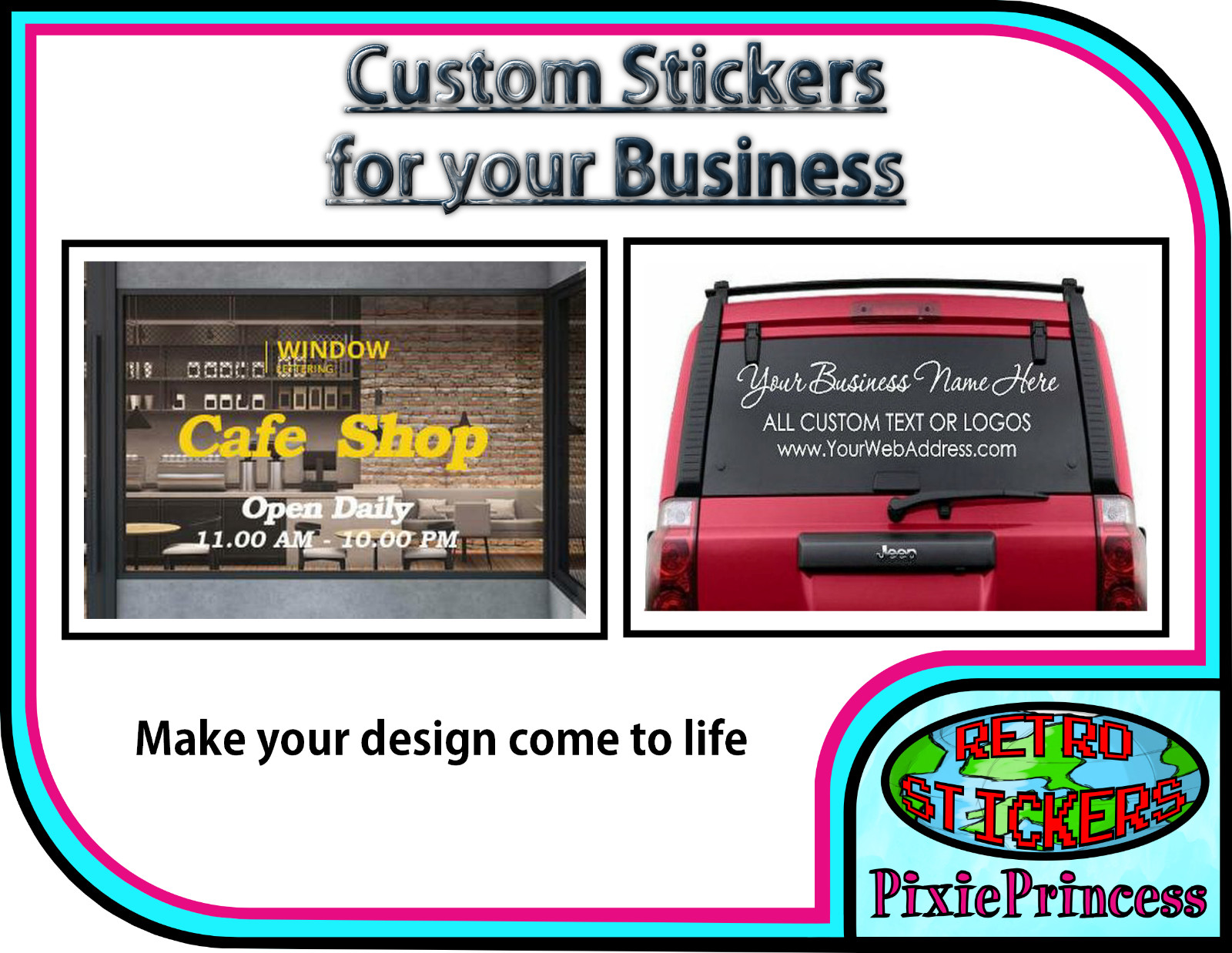 Personalised Business Sticker Car Custom Vinyl Decal Design Your Own Logo Quote