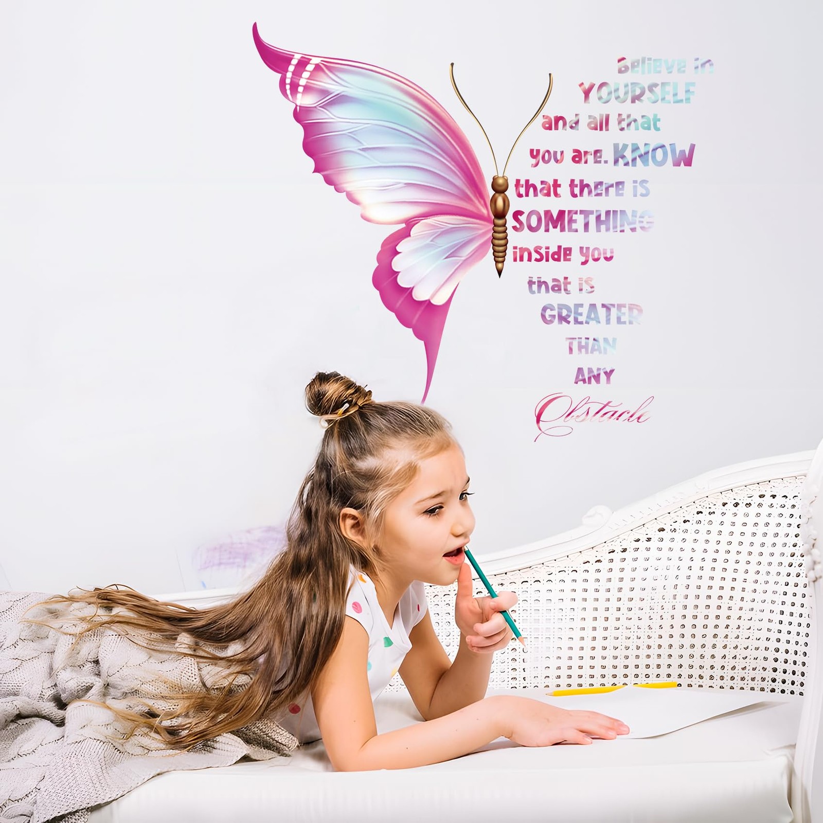 Large Inspirational Butterfly Wall Decals Stickers, Motivational Saying Posit…