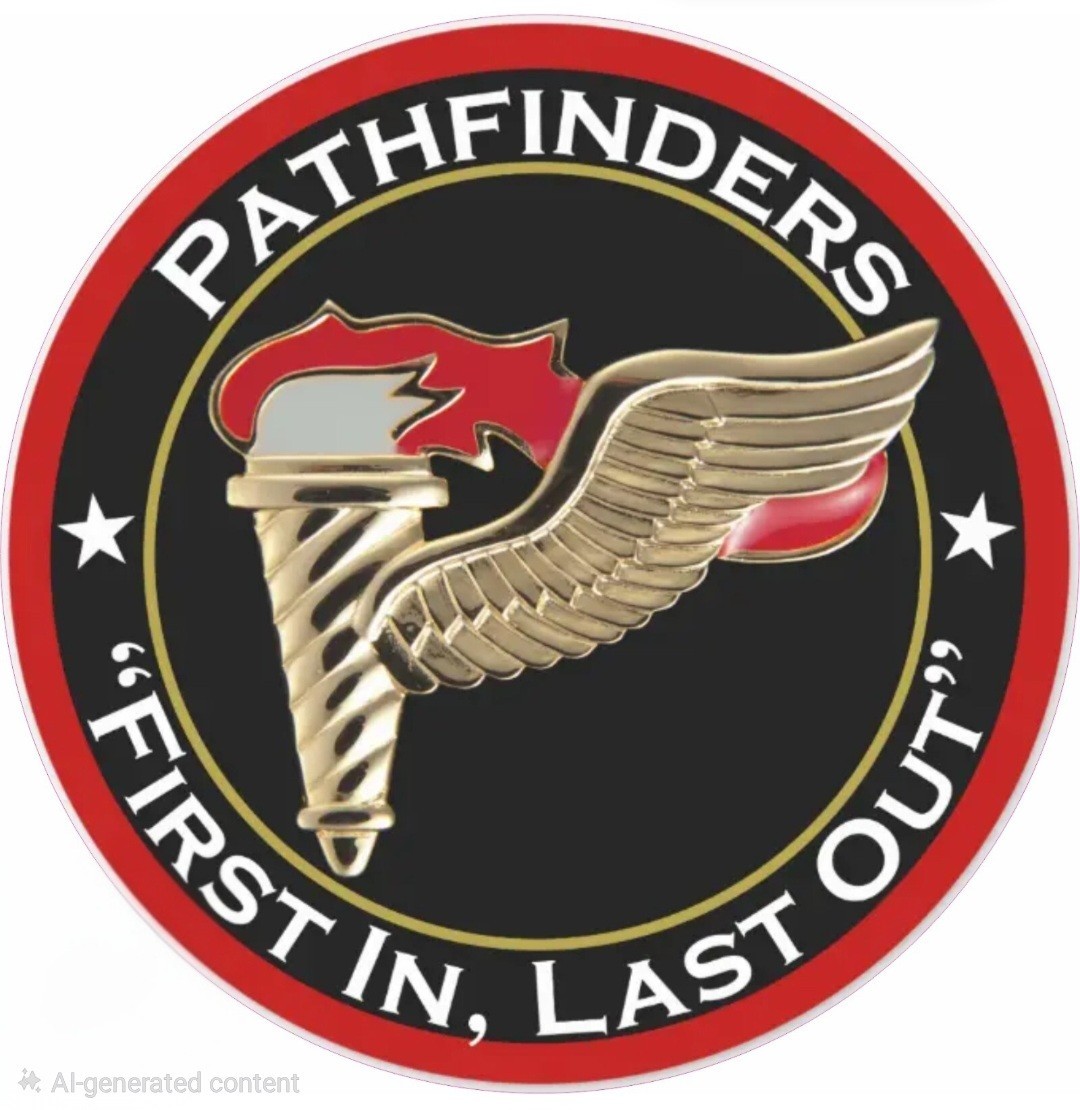 Pathfinders First In, Last Out Round Vinyl Decal Sticker – Self-Adhesive 6"x 6"