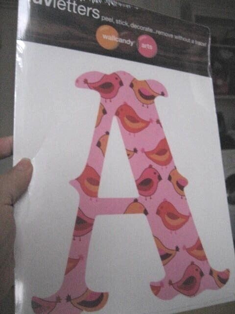 Removable Decal PINK Wallcandy Luv VINYL WALL MONOGRAM LETTER Girl Room CHOOSE