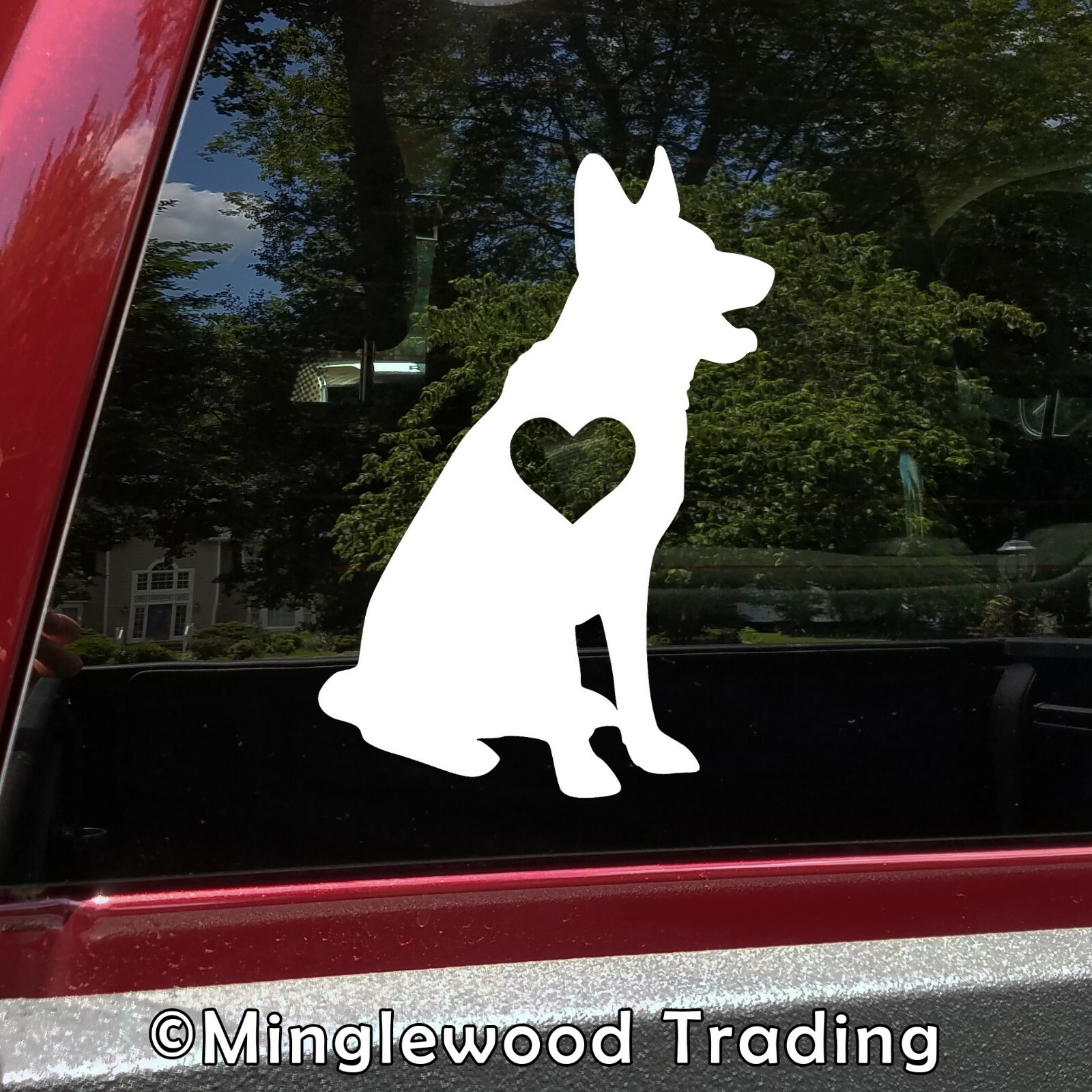 GERMAN SHEPHERD with Heart Vinyl Sticker – GSD Love Dog Puppy -V1- Die Cut Decal