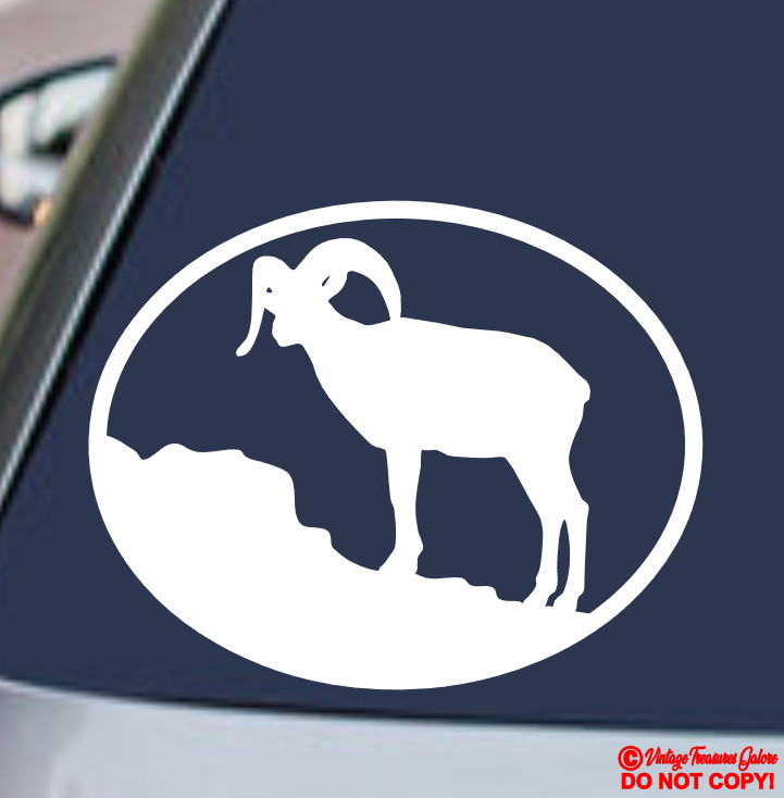 BIGHORN SHEEP VINYL DECAL STICKER CAR TRUCK SUV REAR WINDOW BUMPER OVAL ANIMAL