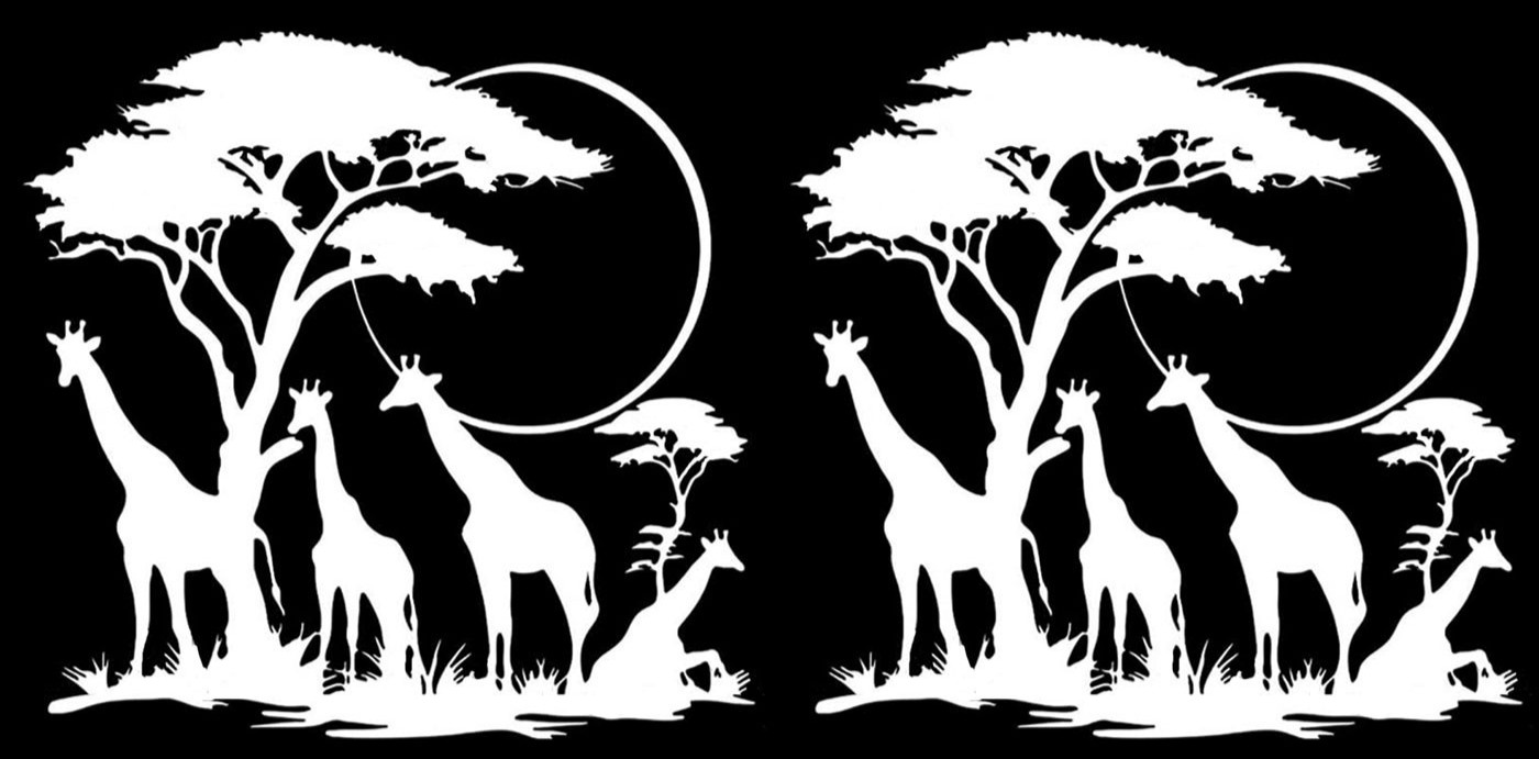Giraffe Family Safari Two Pack 5" White or Black Vinyl Decals Car Truck Window