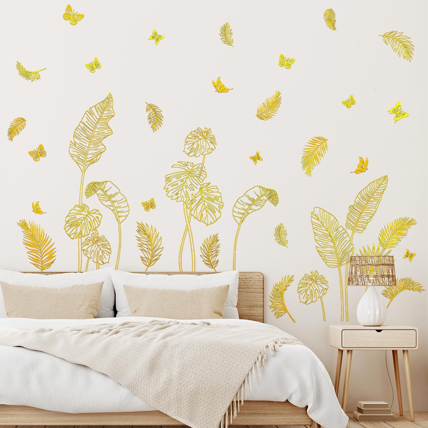 3 Gold Flower Wall Stickers Self-Adhesive Home Decor