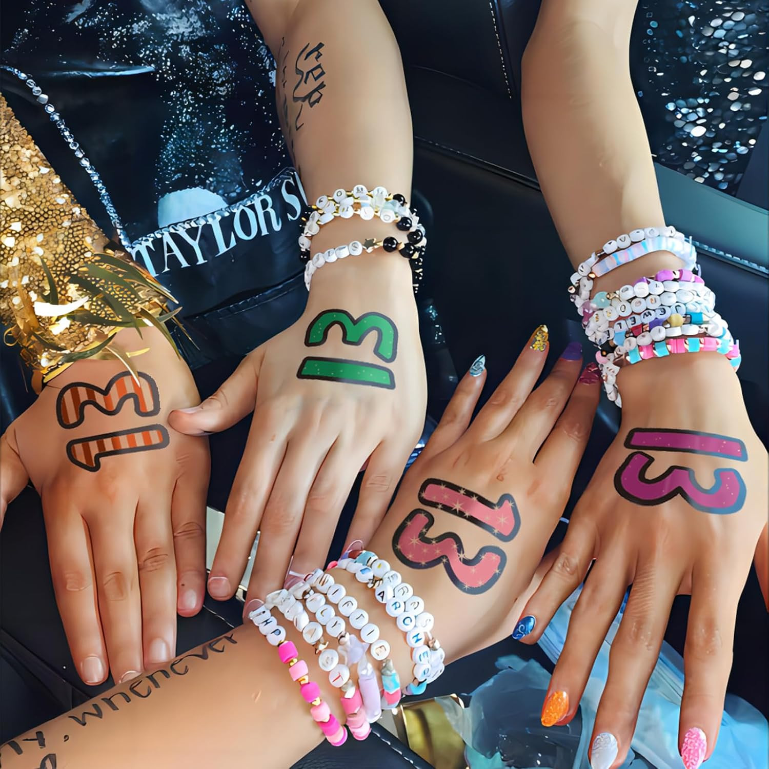 Glow in the Dark Number 13 Tattoo Stickers for Swifties- 48 Pack (32 Glow + 16 R