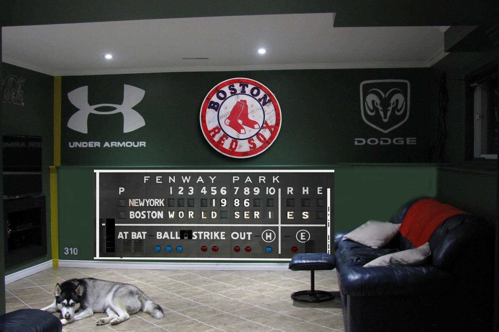 Fenway Park Scoreboard 30" x 67" Removable World Series 1986 Board Custom