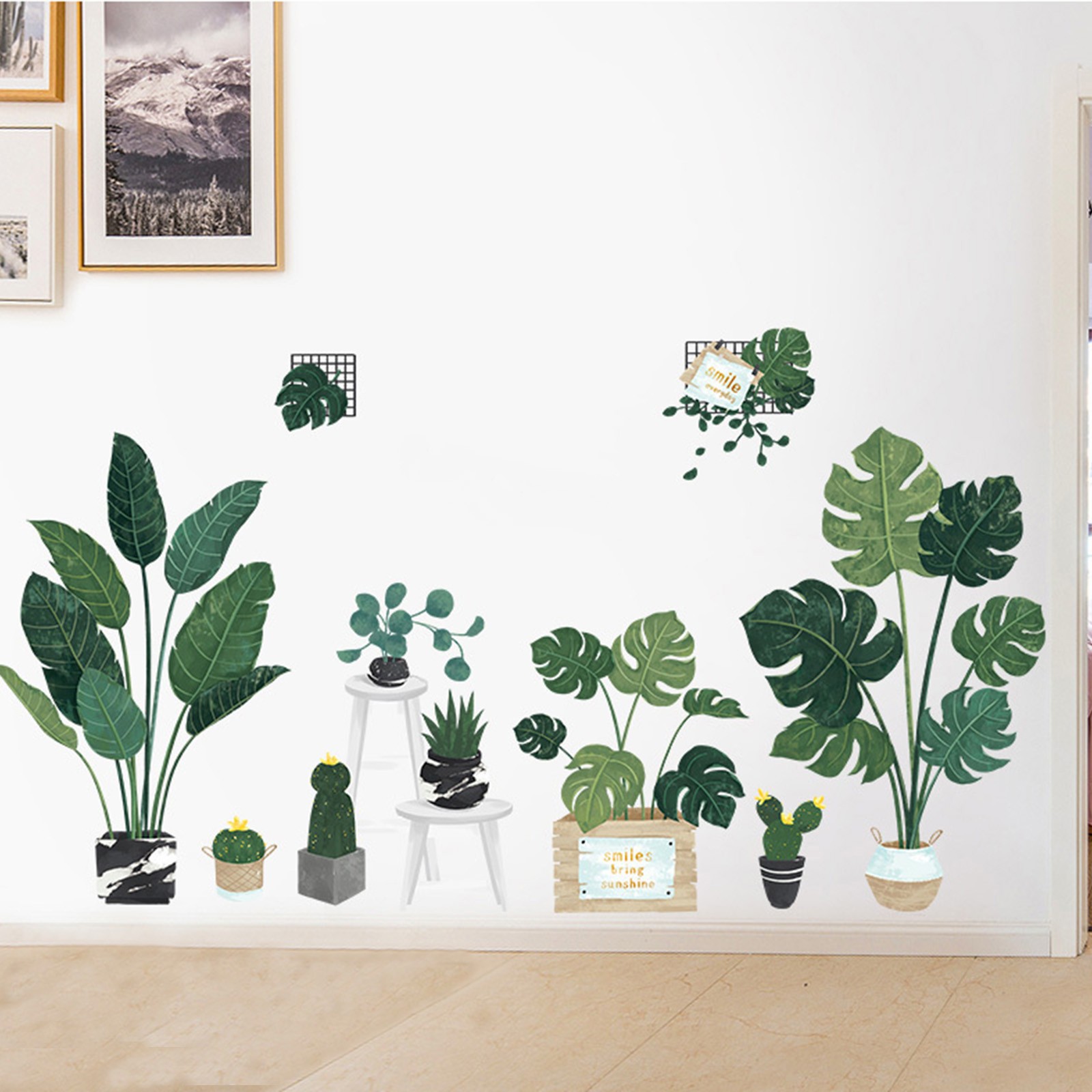 GREEN Potted Plants Removable PVC WALL STICKER Bedroom Dorm Room Decorations