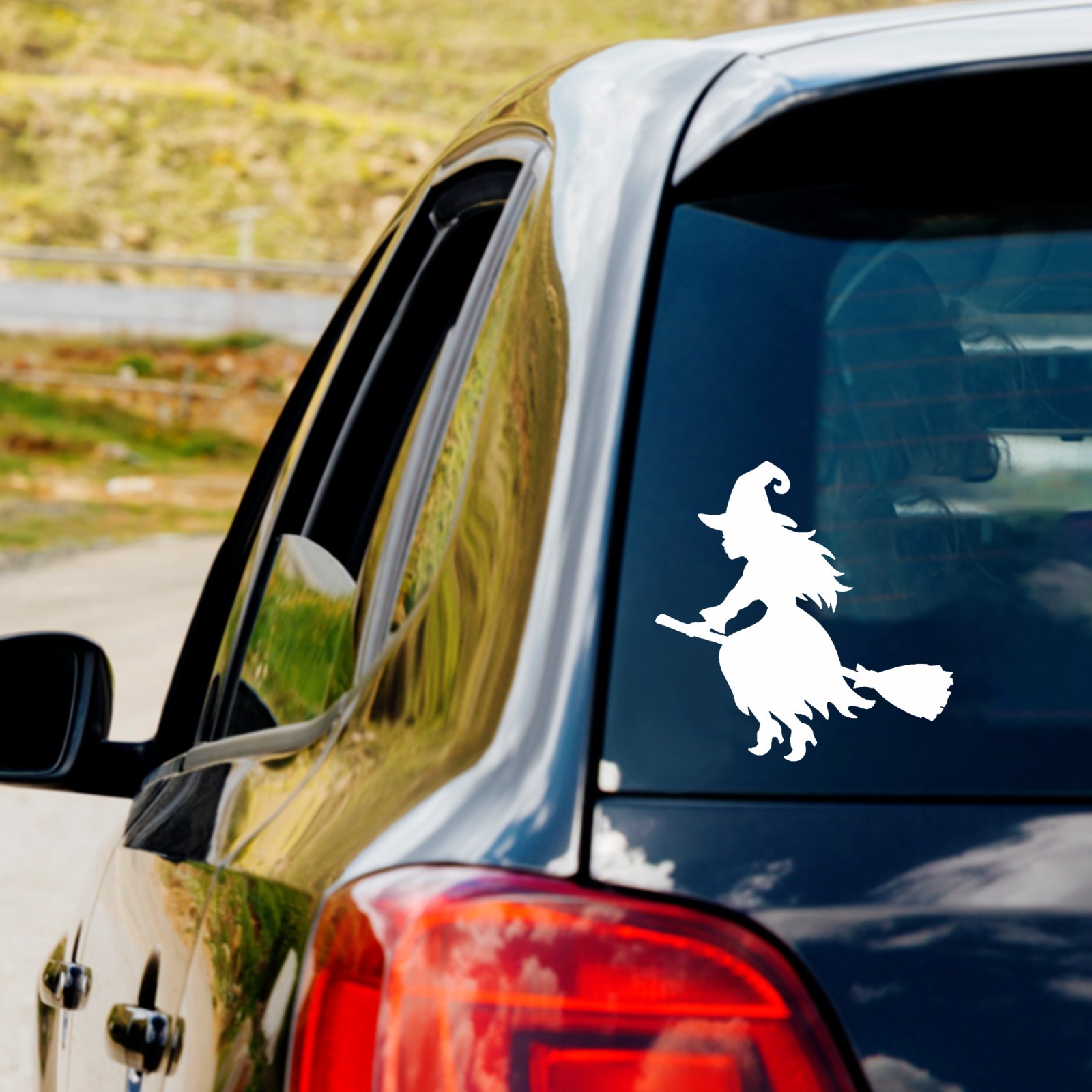 Witch riding Broom Vinyl Decal Sticker Car Truck Window Laptop Water Bottle Mug
