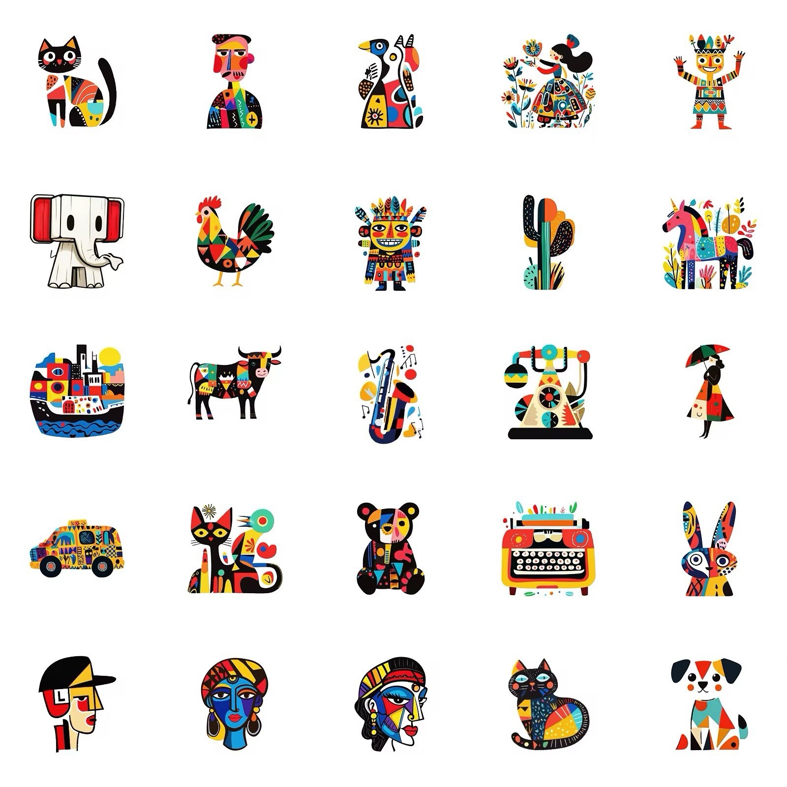 50 PCS Picasso Style Abstract Stickers Art Decals Hydro Laptop Free Shipping!
