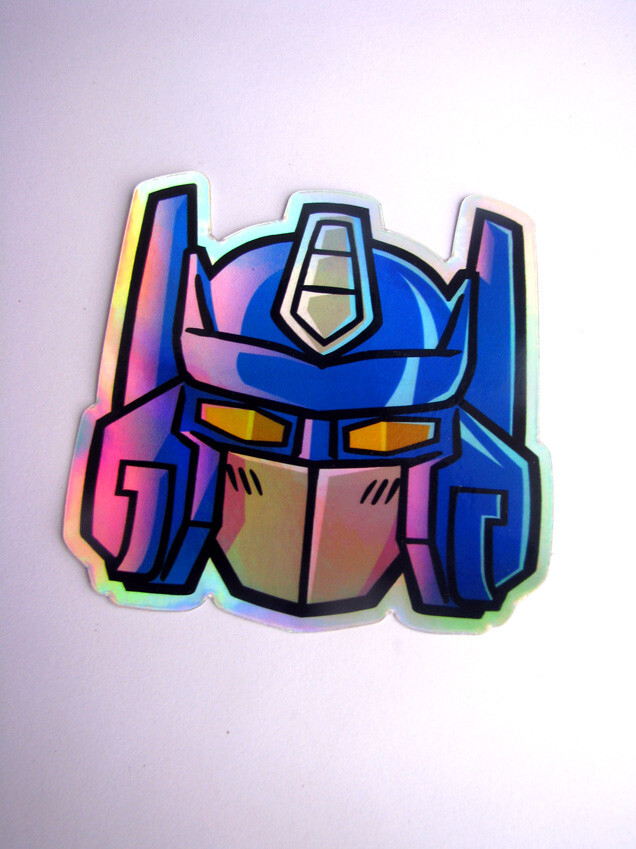 G1 Toy Head Prime Holographic Sticker Metallic Robot Laptop Skateboard Decal