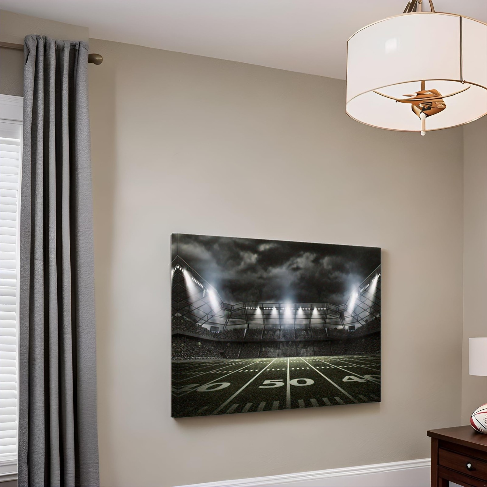 American Football Stadium Canvas Wall Art for Boys Room Gym Decor Large Sport…