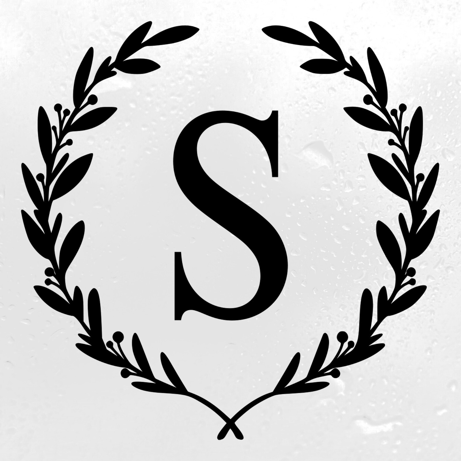 Monogram Letter in Laurel Wreath Vinyl Decal V3 | Family Name | Die Cut Sticker