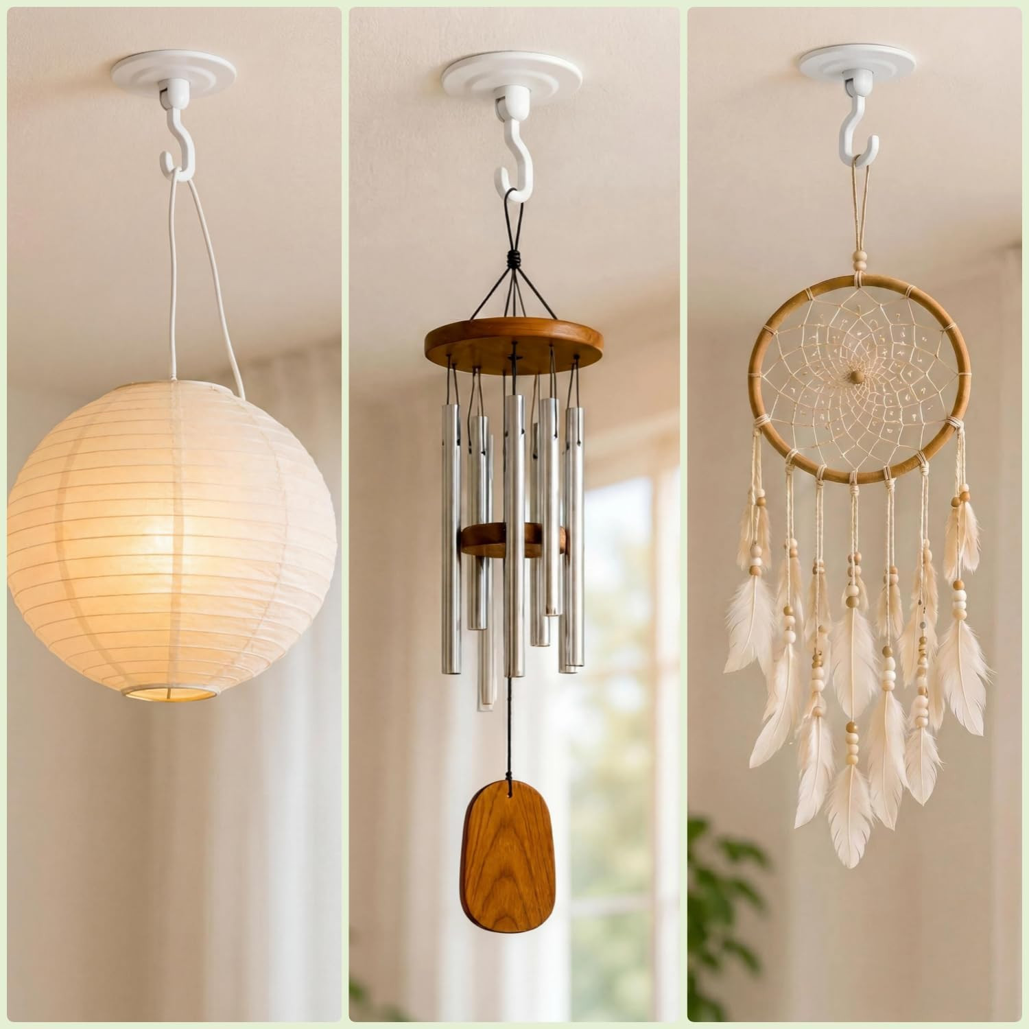 Adhesive Wall & Ceiling Decor Hooks: 4-Pack 3 Lbs Heavy Duty No-Drill 360° Swive