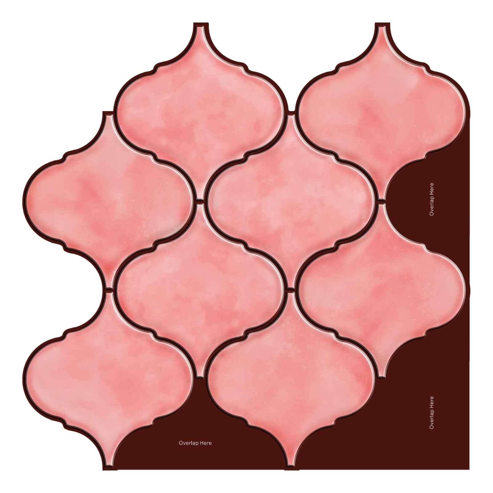 Mosaicowall Pink Arabesque Peel and Stick Kitchen Backsplash Tiles (10 Tiles)