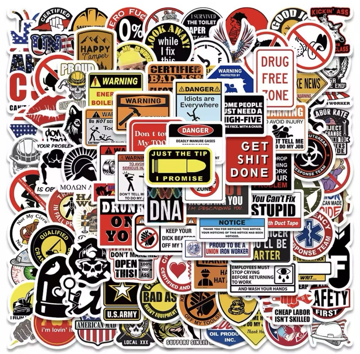 Hard Hat Trades Style MINI Stickers 98pk Adult Humor Funny Trades FREE SHIPPING