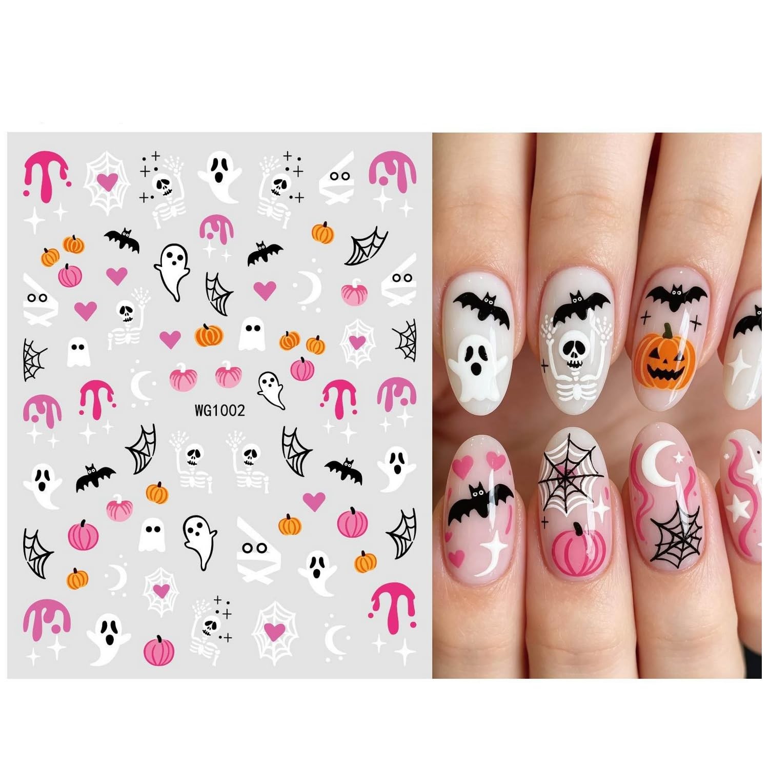 8 Sheets Halloween Nail Art Stickers for Women 3D Self-Adhesive 1, Style 12