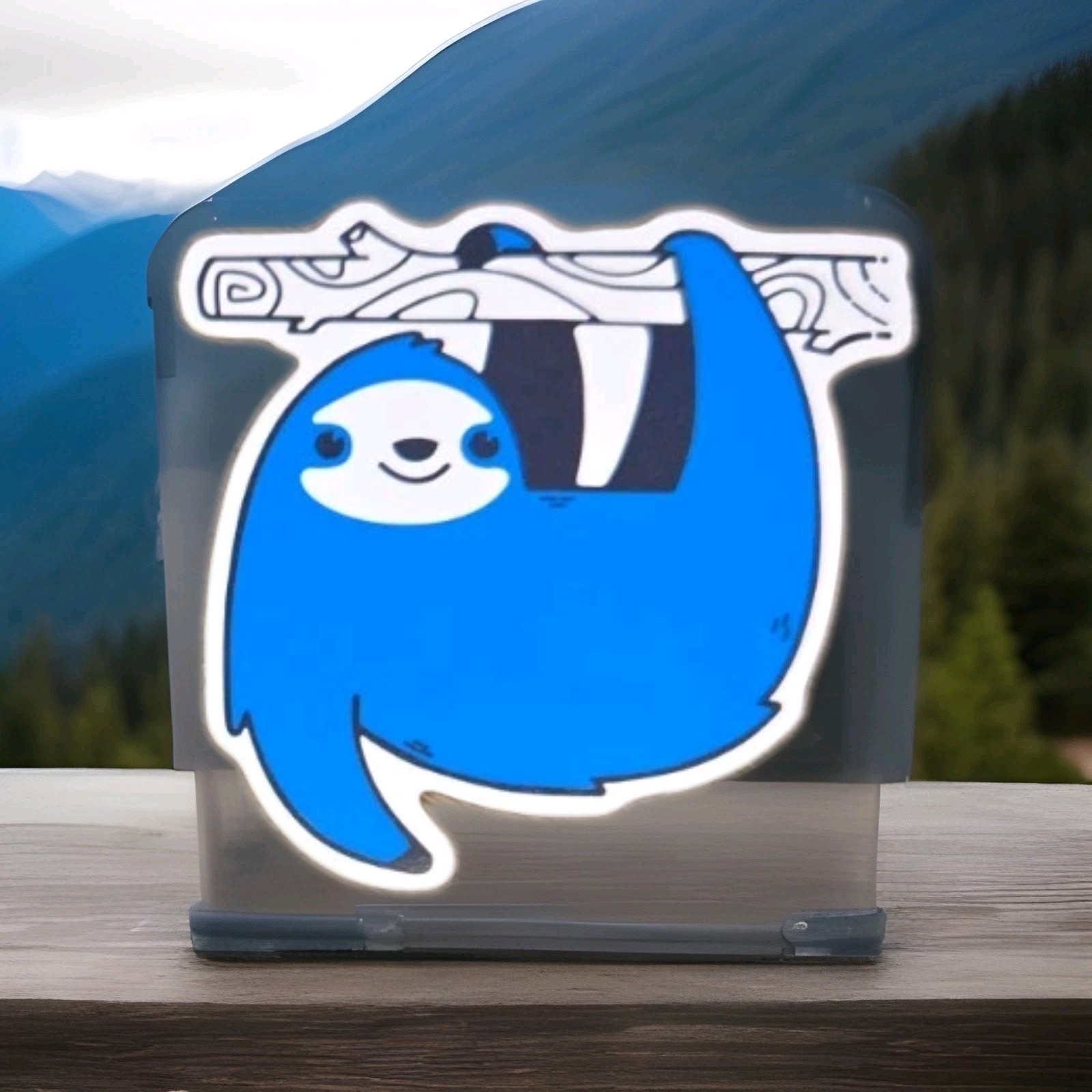 Hanging Sloth Decal 2.5" X 2.5" Vinyl Sticker Hang In There Blue Animals