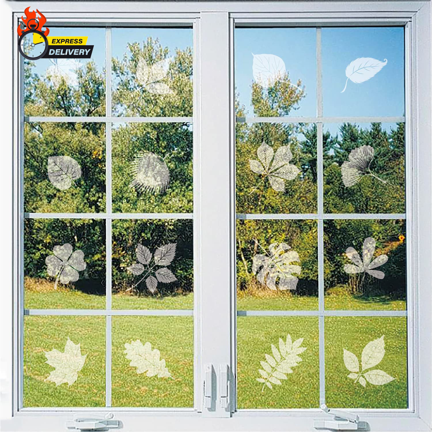 Window Decals for Bird Strikes,52 Pieces Large Leaf Shape anti Collision Window