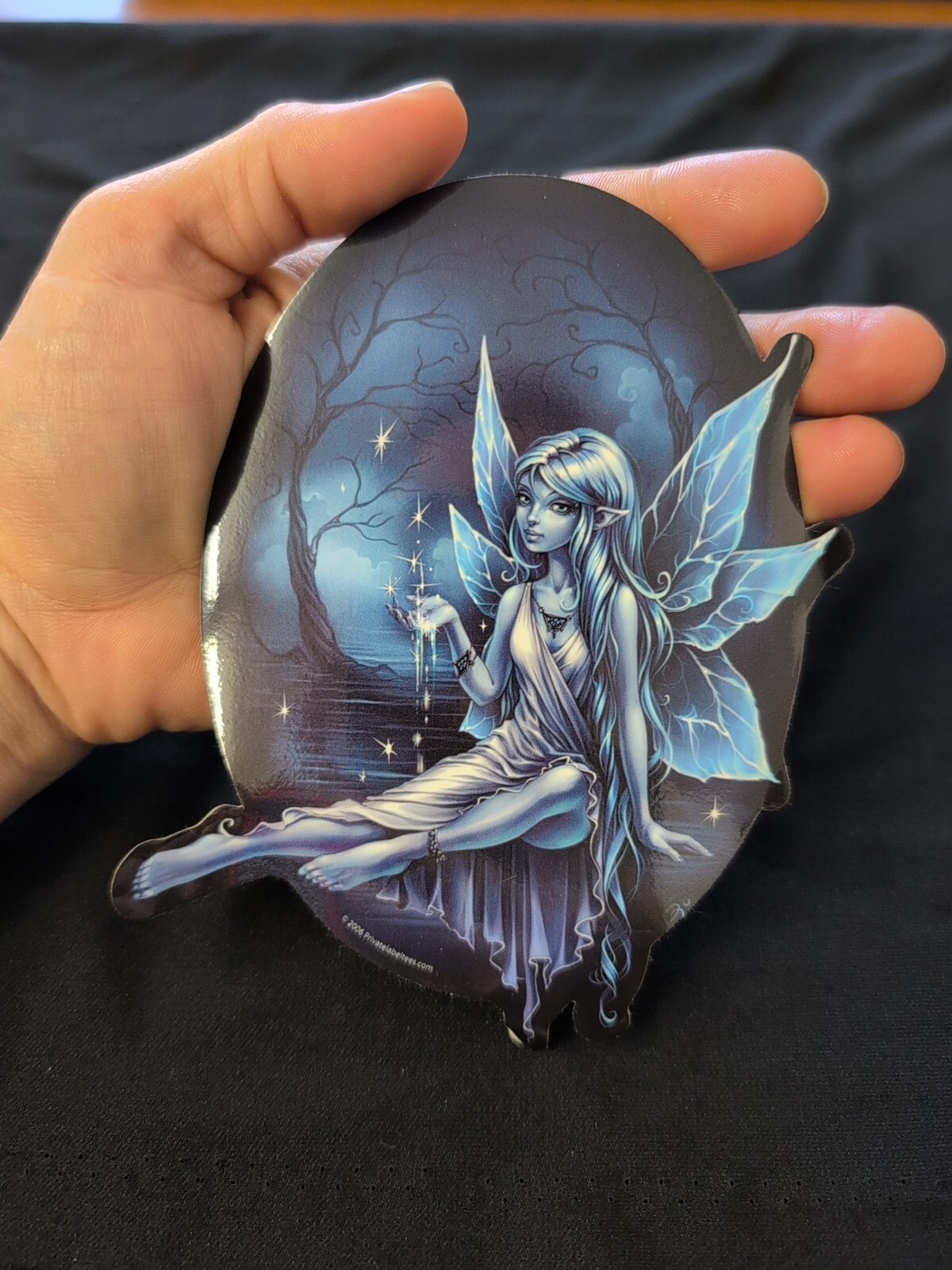 Blue Water Garden Butterfly Fairy Bumper Sticker Vinyl Decal 5.5”x 5”