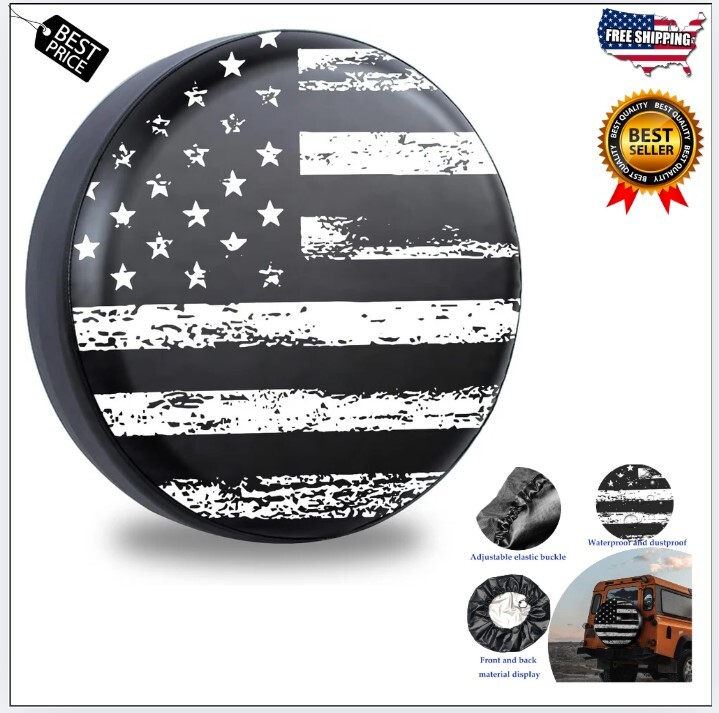 17" American Flag Spare Tire Cover Fit Jeep Wrangler Rv SUV Truck Travel Trailer